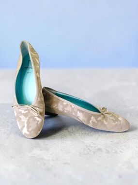 THIERRY RABOTIN Tan Camouflage Fabric Ballet Shoes 39.5 Italy